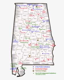 Alabama Institution Map - Map Of Colleges In Alabama, HD Png Download, Free Download