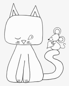 Cat And Mouse Digi Stamp - Line Art, HD Png Download, Free Download