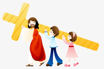 Bible Child Cross Christianity - Jesus Carrying His Cross Clip Art, HD Png Download, Free Download
