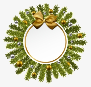 Pine And Gold Bow Christmas Decoration Png Clipart, Transparent Png, Free Download