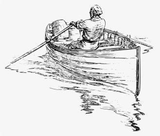 Transparent Boat Clipart - People Rowing A Boat Drawing, HD Png Download, Free Download