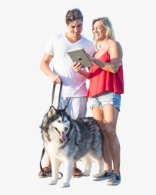 Couple Walking Dog Cutout, HD Png Download, Free Download