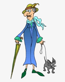 1000 Brain Woman Head Illustrations And Clip Art - Old Lady With Dog Cartoon, HD Png Download, Free Download