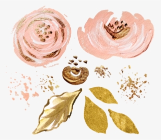 Pink Gold Watercolor Plant Ink Paint Flowers Freetoedit - Watercolor Gold Flower Png, Transparent Png, Free Download
