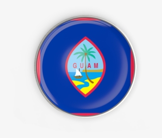 Round Button With Metal Frame - Flag Of Guam, HD Png Download, Free Download