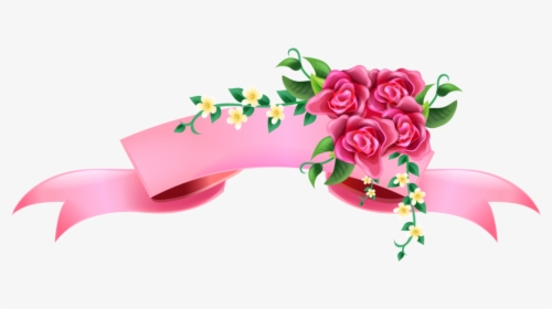 Ribbon Vector Png - Pink Ribbon With Flower, Transparent Png, Free Download