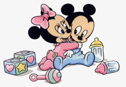 Baby Mickey And Minnie Mouse White Pooh"s Hundred Acre - Minnie En Mickey Mouse Baby, HD Png Download, Free Download