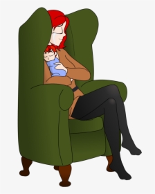 Green Sitting Fictional Character Cartoon Furniture - Chair, HD Png Download, Free Download