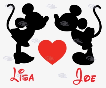 Mickey And Minnie Mouse Silhouette Group - Minnie Und Mickey Mouse Kiss, HD Png Download, Free Download