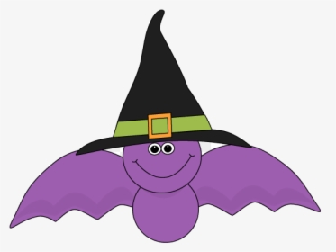 Witch Hat Clipart Cute Halloween Black And Transparent - Bat With A Hat Clipart, HD Png Download, Free Download