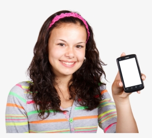 Girl With Mobile Phone Png Image - Girl With Mobile Png, Transparent Png, Free Download