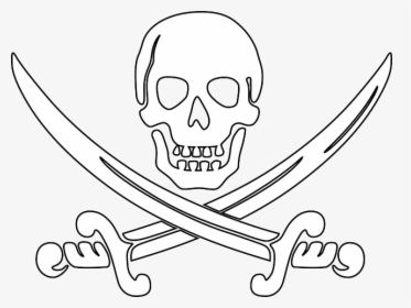 Pirate, Skull, Outline, Sword, Swords, Death"s Head - Anne Bonny's Pirate Flag, HD Png Download, Free Download