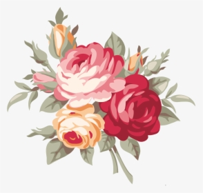 Flower Design Royalty Free - Vintage Rose Flower Vector, HD Png Download, Free Download