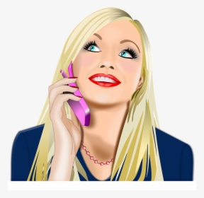 Phone, Package, Woman, Girl, Telecommunication - Mujer Con Telefono Png, Transparent Png, Free Download