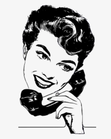 Woman, Girl, Phone, Retro, Vintage, Beauty, Female - Illustration, HD Png Download, Free Download