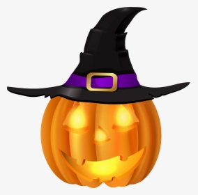 Transparent Pumpkin Clip Art - Pumpkin With Witch Hat, HD Png Download, Free Download
