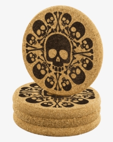 Skull & Bones Round Cork Coaster - Circle, HD Png Download, Free Download