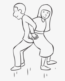 Two People Standing Back To Back And Linking Elbows - Line Art, HD Png Download, Free Download