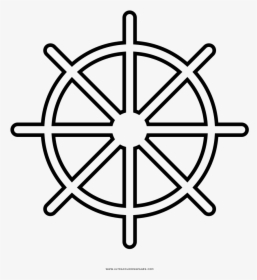 Ship Wheel Coloring Page - Ship Wheel Outline, HD Png Download, Free Download