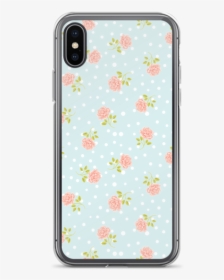 Pink Rose On Blue Polka Dot Iphone Case - Mobile Phone, HD Png Download, Free Download