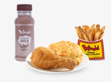 Bojangles Kids Chicken Leg With Biscuit Fries And Chocolate - French Fries, HD Png Download, Free Download