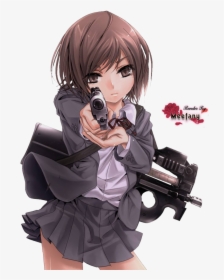 Sad Anime Girl Gun , Png Download - Anime Girl Holding Gun, Transparent Png, Free Download