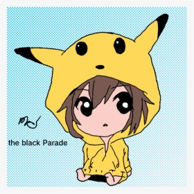 Cute Chibi Girl In A Pikachu Hoodie - Hoodie Cute Chibi Girl, HD Png Download, Free Download