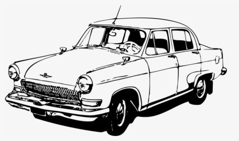 Volga, Car, Classic Car, Vintage Car, Soviet Union - Old Car Clipart Black And White, HD Png Download, Free Download
