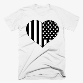 Black And White American Flag Heart Shirt - Dope As Fuck Shirt, HD Png Download, Free Download