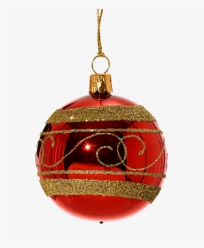 Glass Bauble Red With Golden Decor, 6cm - Christmas Ornament, HD Png Download, Free Download