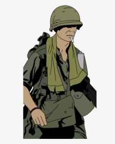 Military Clipart Transparent - American Soldier Vietnam Cartoon, HD Png Download, Free Download