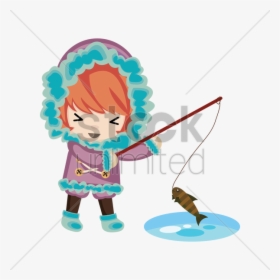 Little Girl Clipart Fishing Png - Little Girl Fishing Cartoon, Transparent Png, Free Download
