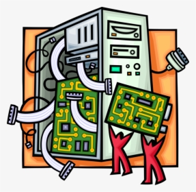 Vector Illustration Of Computer Printed Circuit Board - Building Computer Clipart, HD Png Download, Free Download
