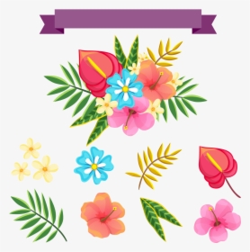 Tropical Flowers Pattern Png - Tropical Flower Vector Png, Transparent Png, Free Download