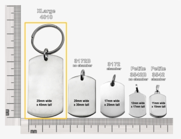 Xlarge Stainless Steel Dog Tag Compared To Other Dog - Dog Tag Size, HD Png Download, Free Download