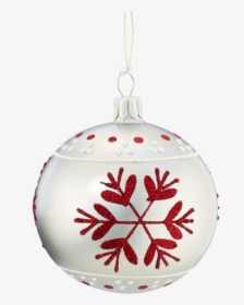 Glass Bauble Grey With Red Flakes, - Boules De Noel Blanches, HD Png Download, Free Download