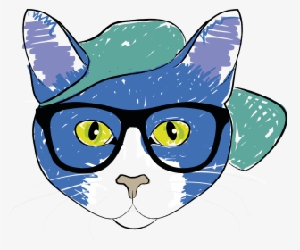 Cat Wearing Glasses Clip Arts - Cat With Glasses Transparent, HD Png Download, Free Download