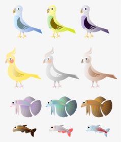Simple Birds And Fishes 555px - Dibujos De Aves Y Peces, HD Png Download, Free Download