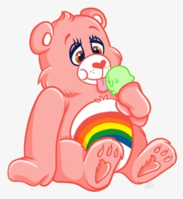 Cheer Bear Eating Ice Cream By Niwinoodle - Carebear Eating Ice Cream, HD Png Download, Free Download