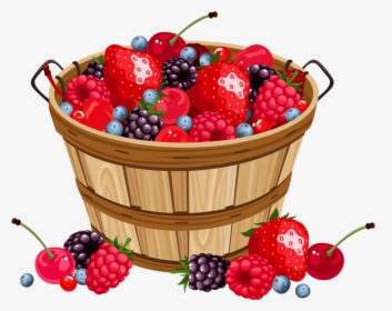 Berries In Basket Clipart - Basket Of Berries Clipart, HD Png Download, Free Download
