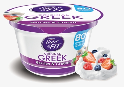 Berries And Cream Greek Nonfat Yogurt - Dannon Light & Fit Salted Caramel, HD Png Download, Free Download