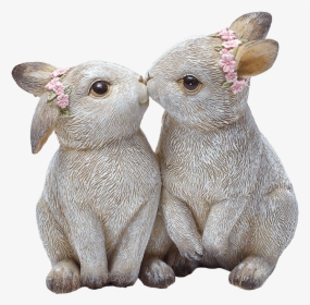 Pair Of Rabbits With Small Flower Crowns - Rabbit With Flower Crown Png, Transparent Png, Free Download