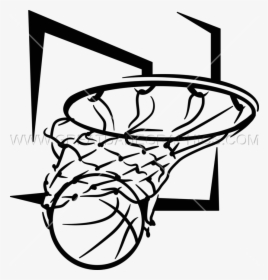 Transparent Basketball Hoop Clipart Png - Basketball Hoop With Net Drawing, Png Download, Free Download