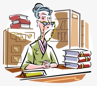 Vector Illustration Of Old Spinster Librarian With - Welfare And Social Security, HD Png Download, Free Download