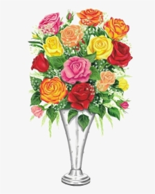 Transparent Beautiful Flower Vase With Flowers Png - Rose, Png Download, Free Download