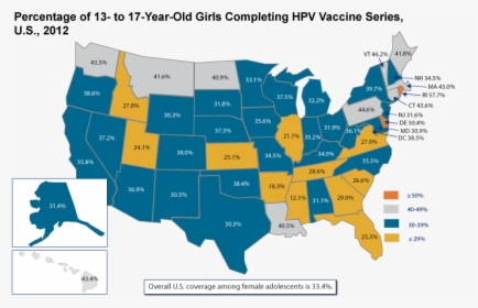 Percentage Of 13 To 17 Year Old Girls Completing Hpv - Us Election Map Results 2016, HD Png Download, Free Download