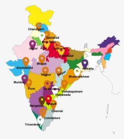 India State Name List , Png Download - Colorful Map Of India, Transparent Png, Free Download