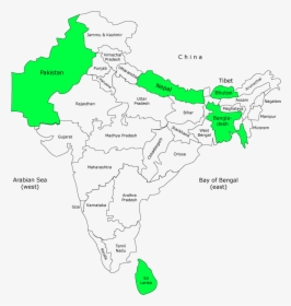 Administrative Map Of India - Indian Subcontinent Map Outline, HD Png Download, Free Download