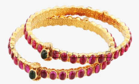 Exclusive Jewellery Design - Red Stone Gold Bangles Design, HD Png Download, Free Download
