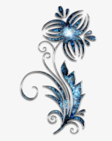 Decor, Ornament, Jewelry, Flower, Blue, Silver - Blue Silver Flower Png, Transparent Png, Free Download